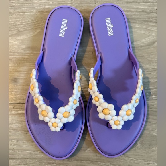 Melissa Shoes - NWOT - Melissa Purple Daisy Flip Flop - Size 8